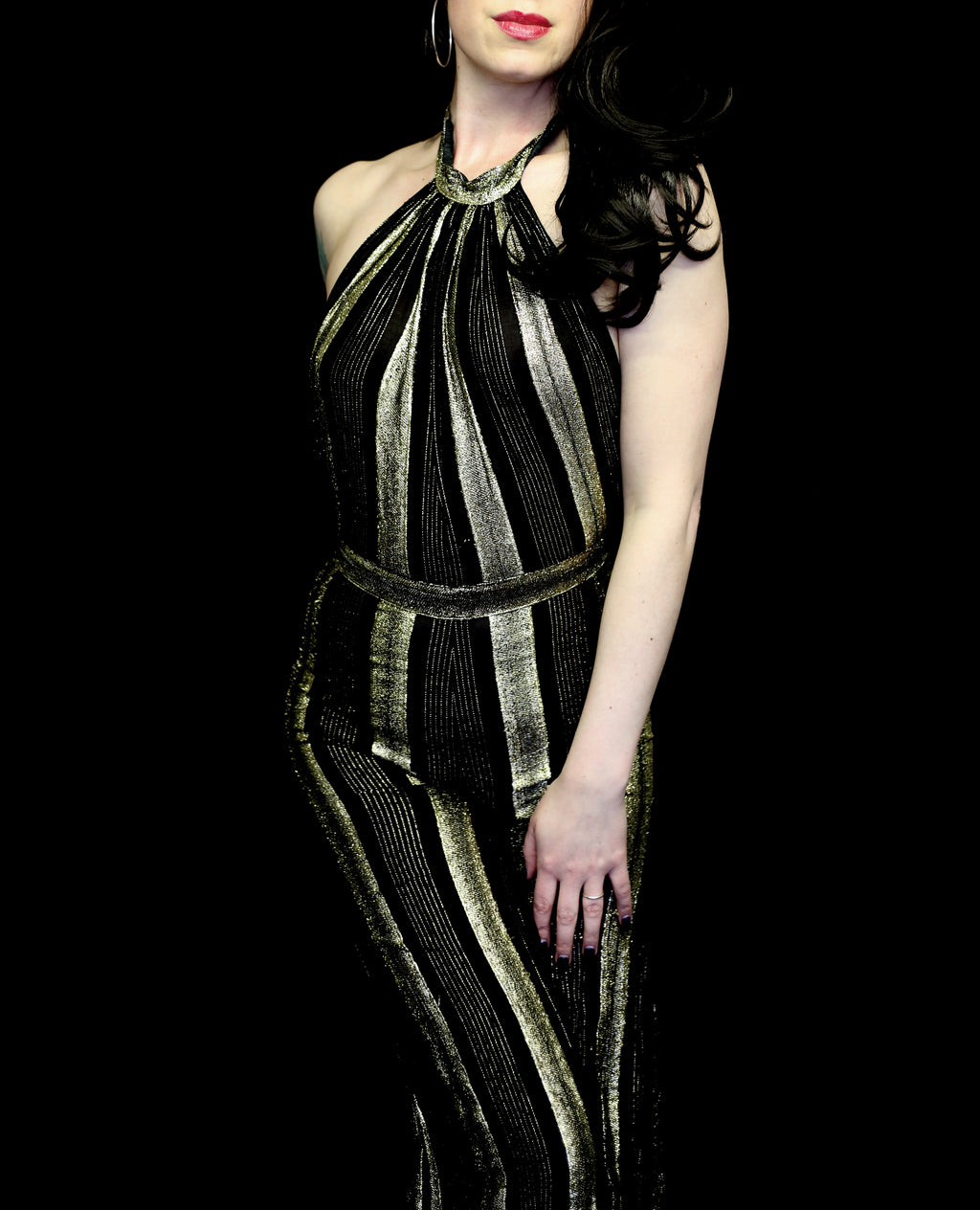 Vintage 1970s Black and Gold Jumpsuit