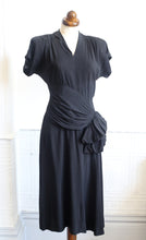 RESERVED - Vintage 1940s Black Crepe Tea Dress