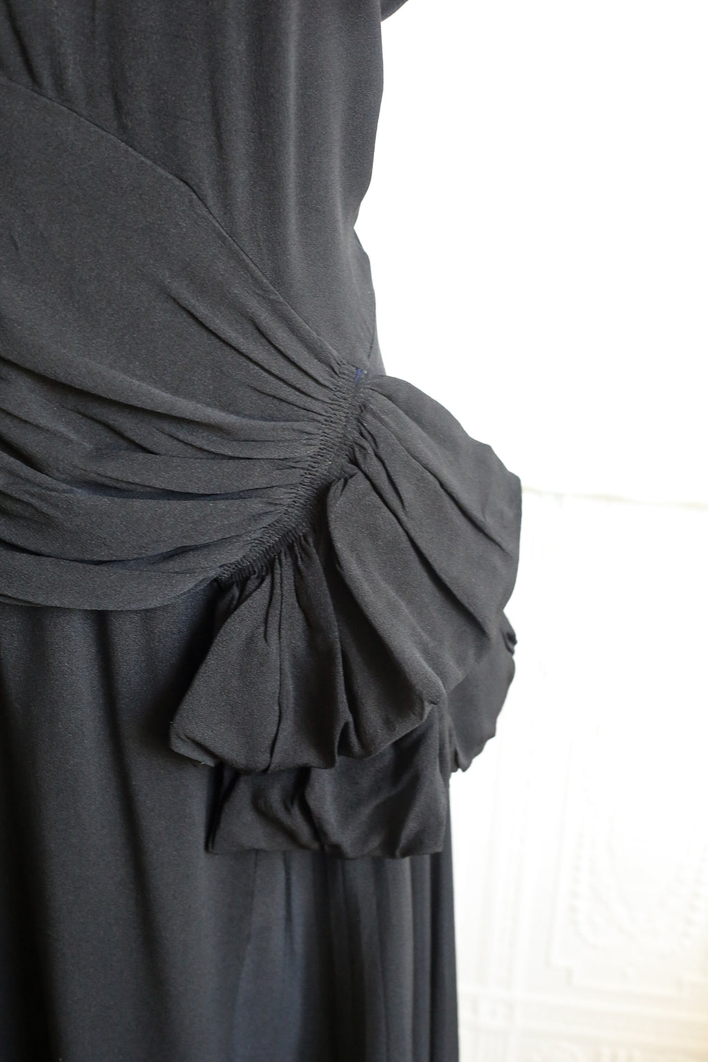 RESERVED - Vintage 1940s Black Crepe Tea Dress