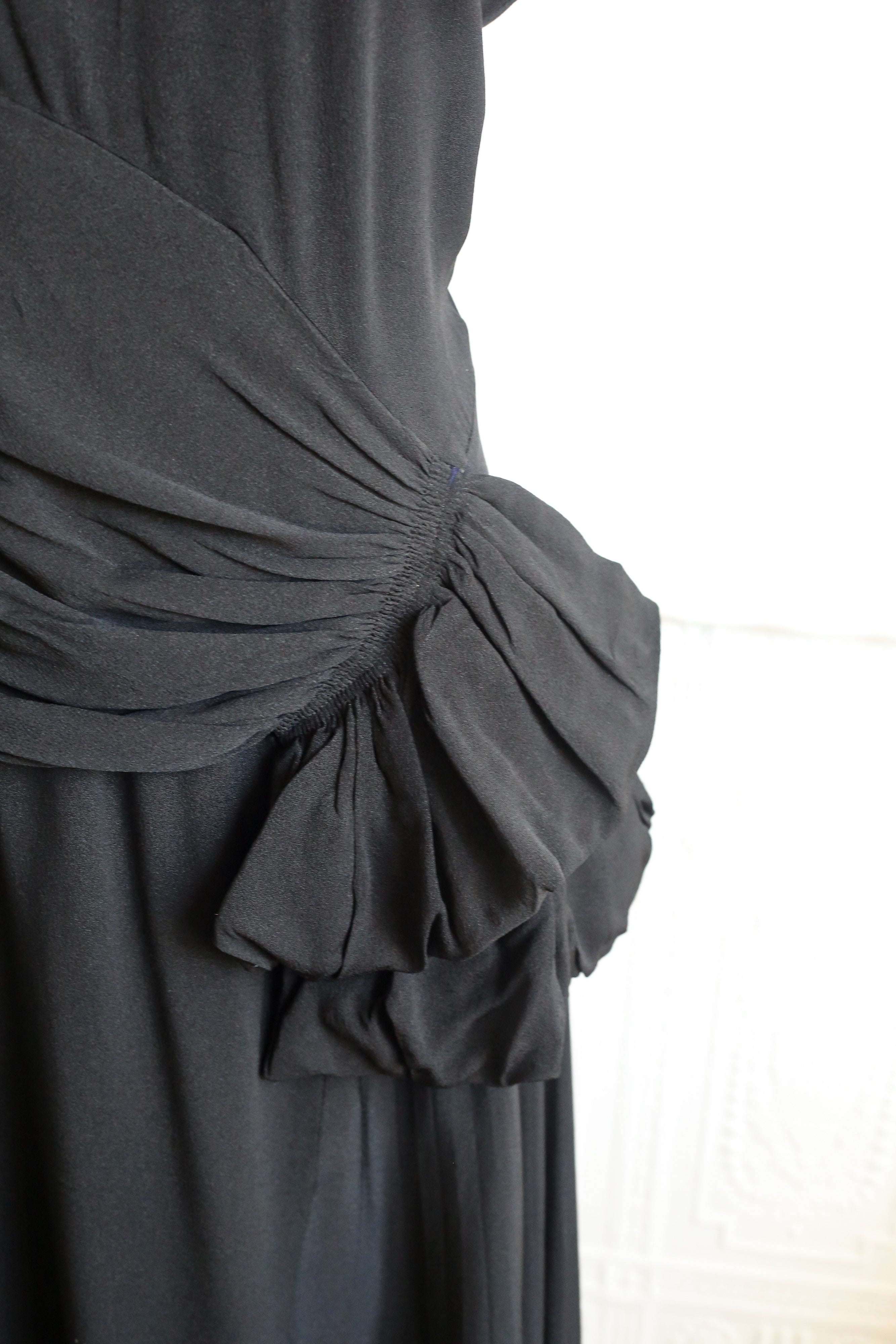 RESERVED - Vintage 1940s Black Crepe Tea Dress
