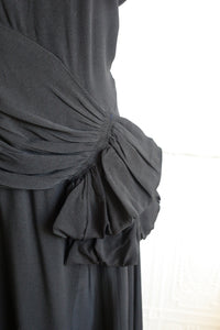 RESERVED - Vintage 1940s Black Crepe Tea Dress