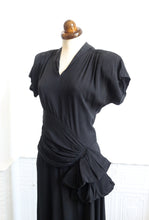 RESERVED - Vintage 1940s Black Crepe Tea Dress