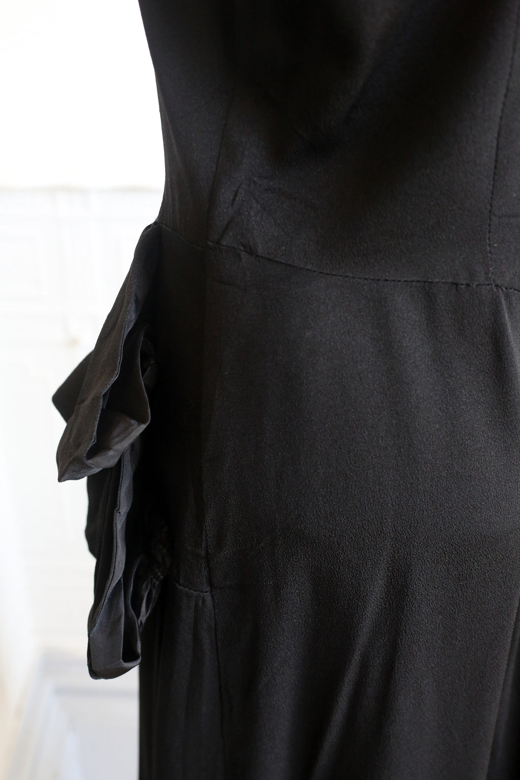 RESERVED - Vintage 1940s Black Crepe Tea Dress