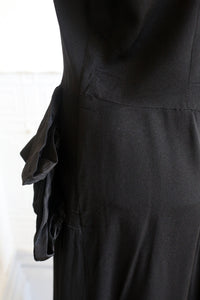 RESERVED - Vintage 1940s Black Crepe Tea Dress