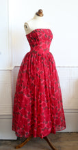 RESERVED - Vintage 1950s Red Rose Ballgown Dress