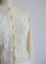 Vintage 1960s Cream Lambswool Beaded Cardigan