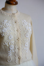 Vintage 1960s Cream Lambswool Beaded Cardigan