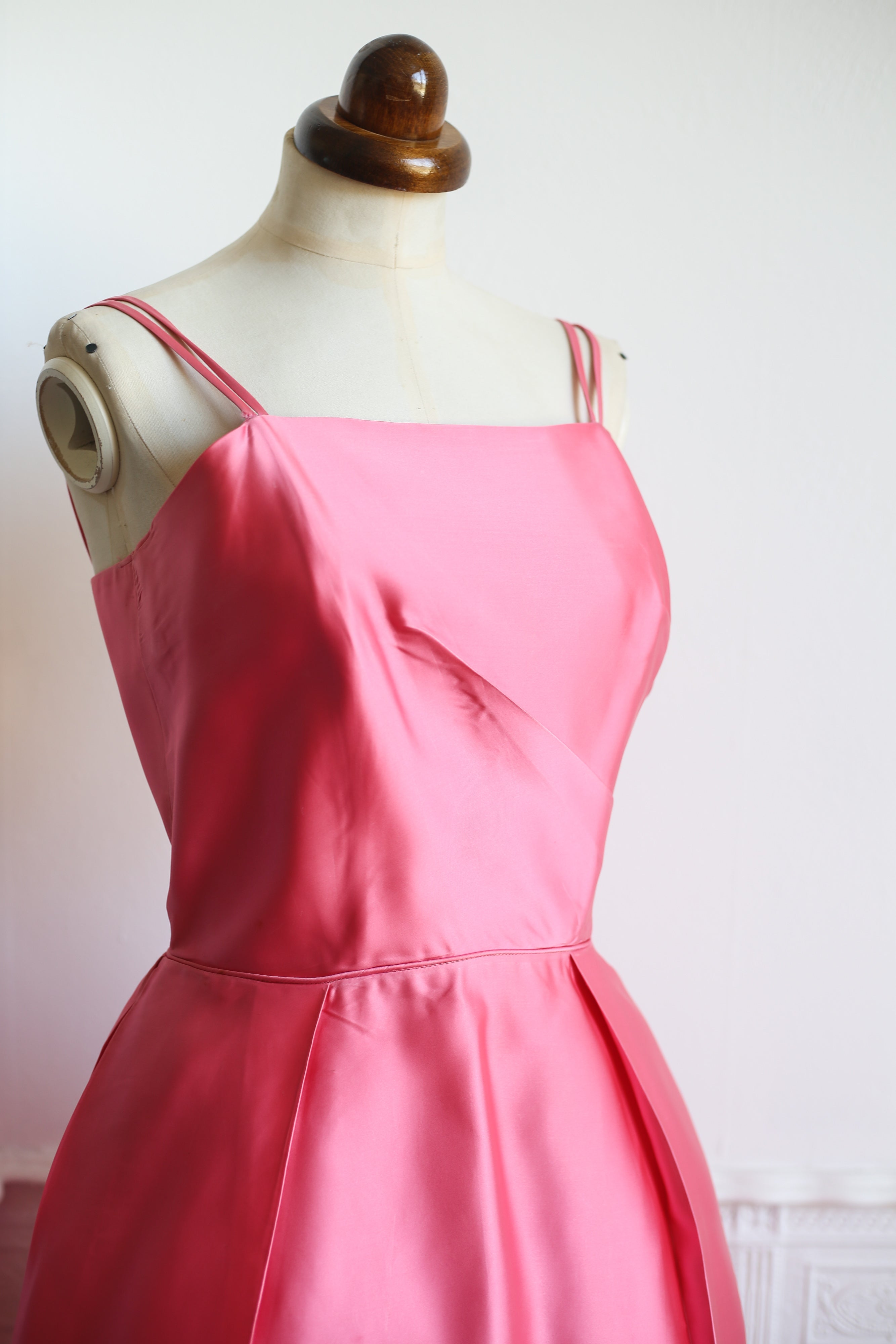 Vintage 1960s Pink Satin Cocktail Dress