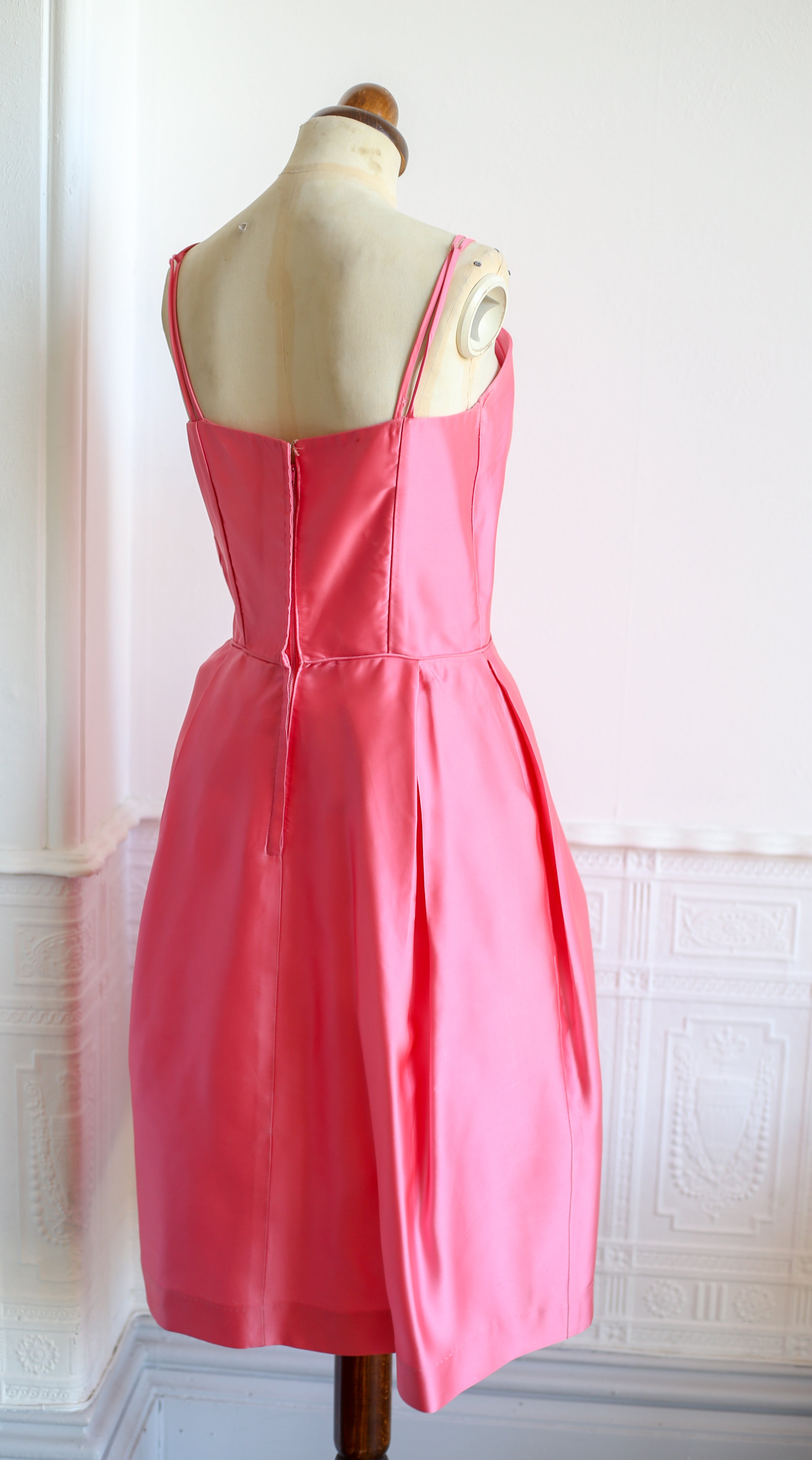 Vintage 1960s Pink Satin Cocktail Dress