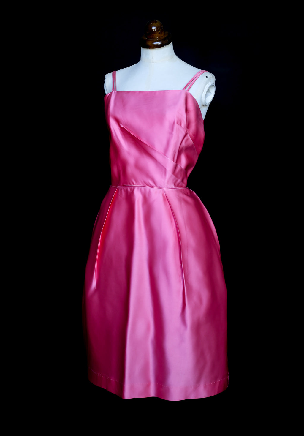 Vintage 1960s Pink Satin Cocktail Dress