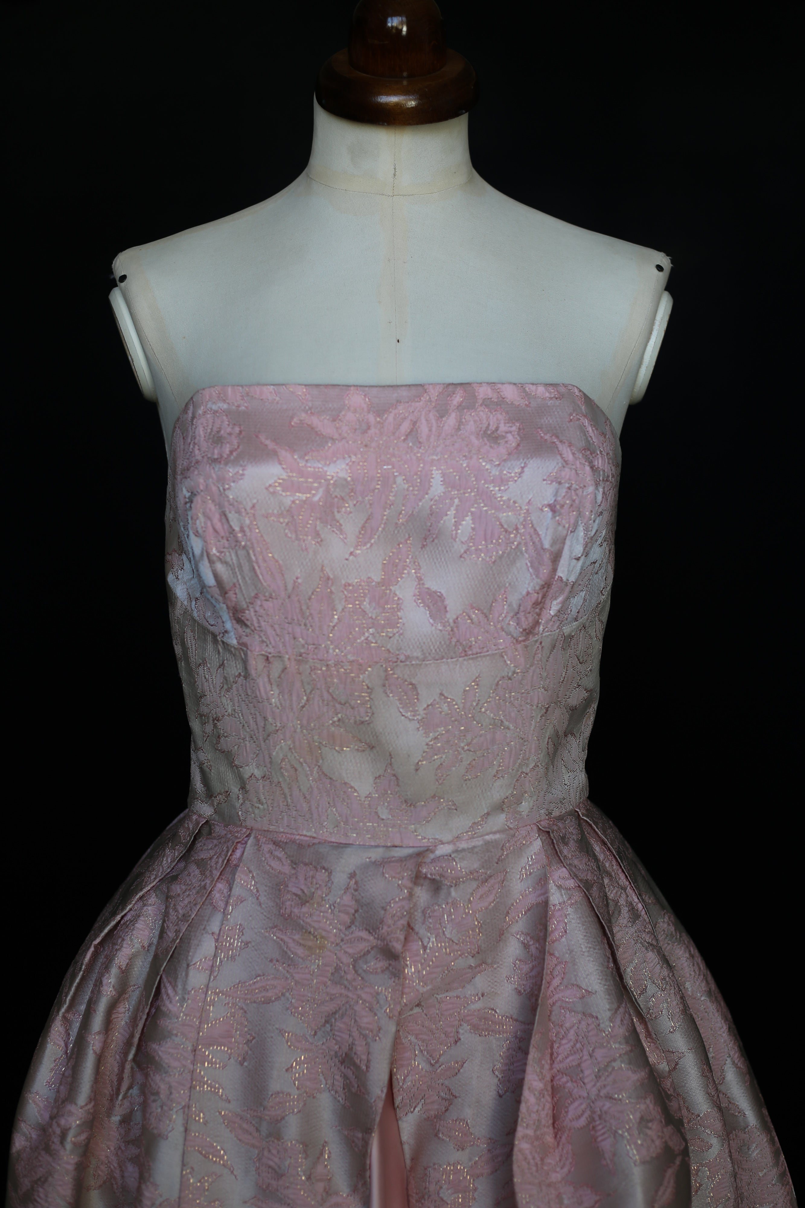Vintage 1950s Pink Brocade Cocktail Dress