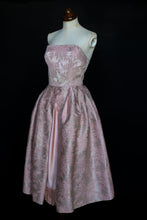 Vintage 1950s Pink Brocade Cocktail Dress