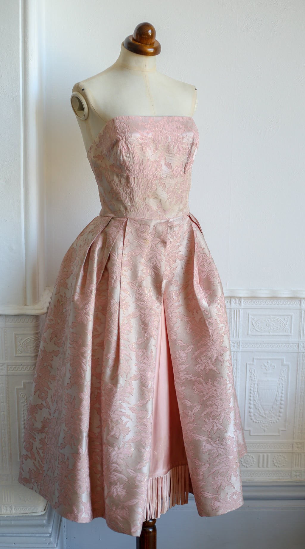 Vintage 1950s Pink Brocade Cocktail Dress