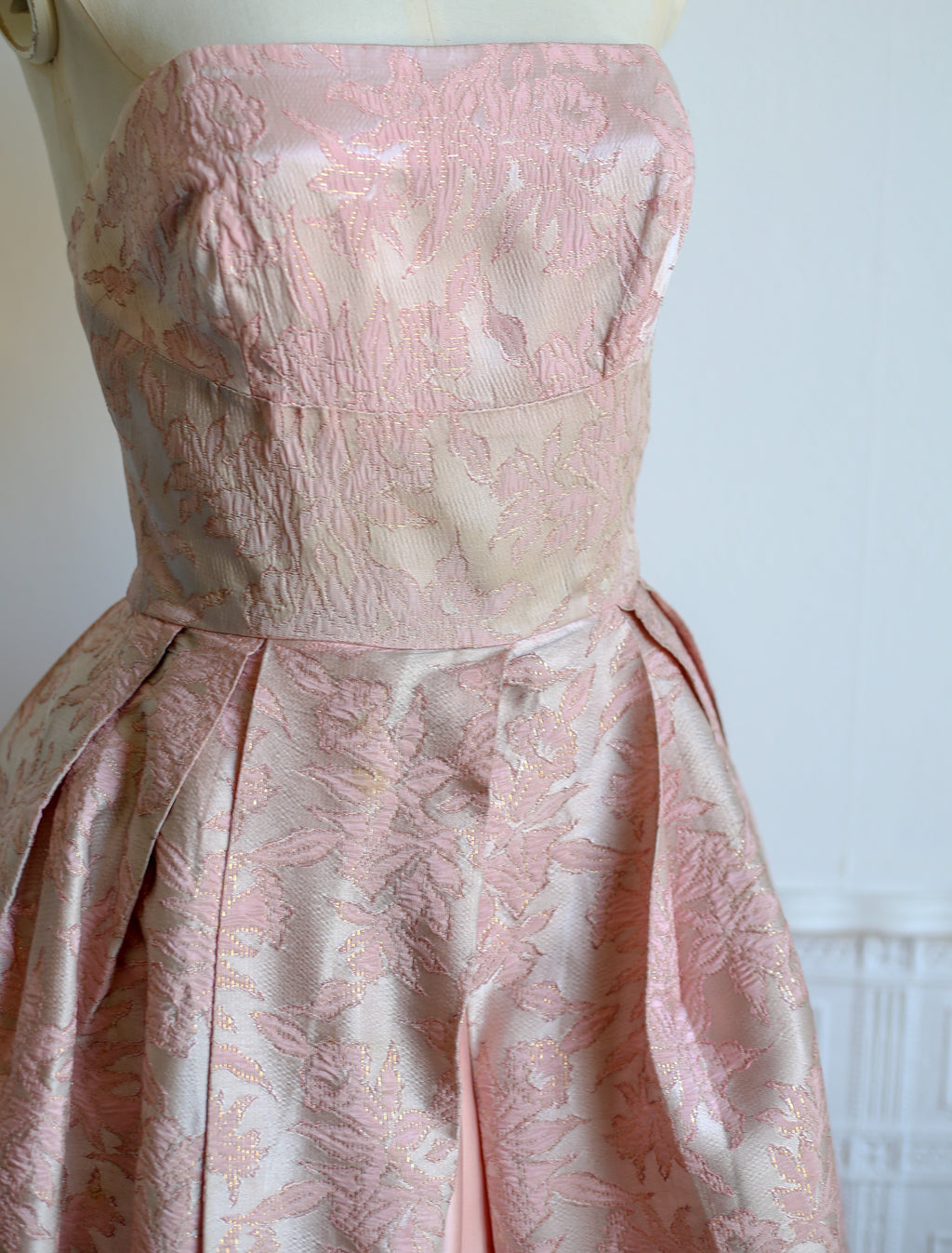 Vintage 1950s Pink Brocade Cocktail Dress