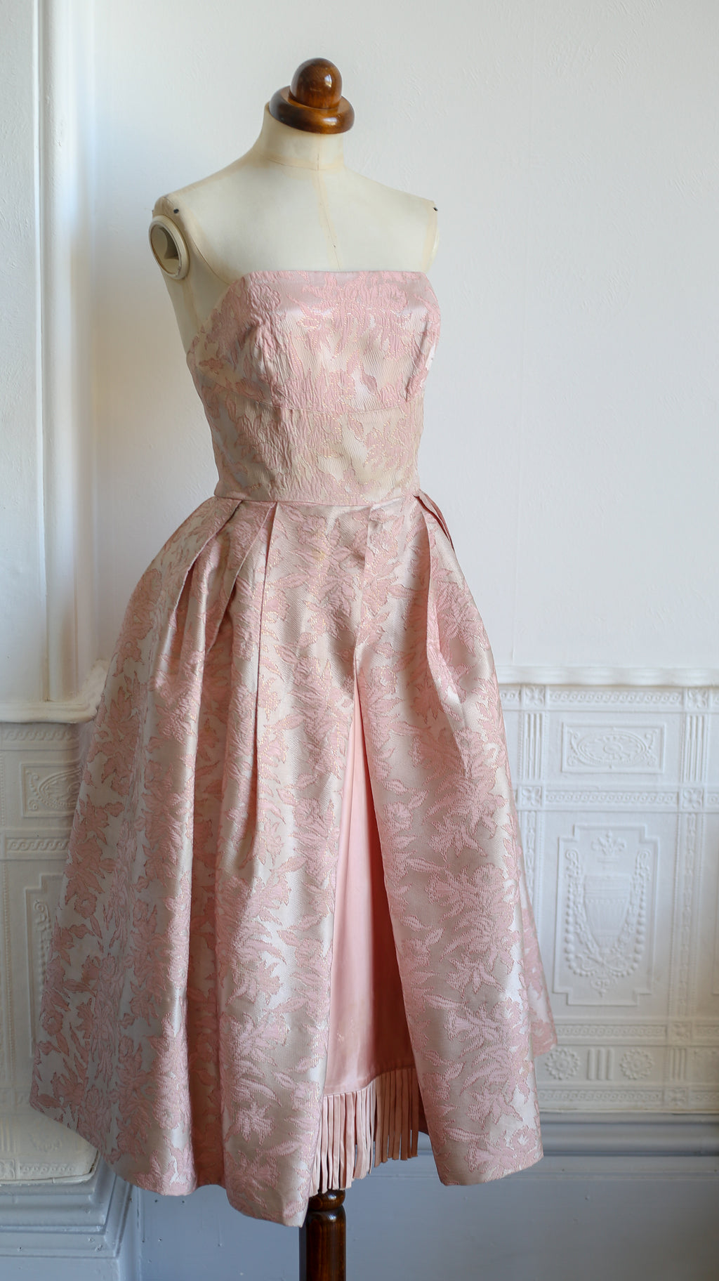Vintage 1950s Pink Brocade Cocktail Dress