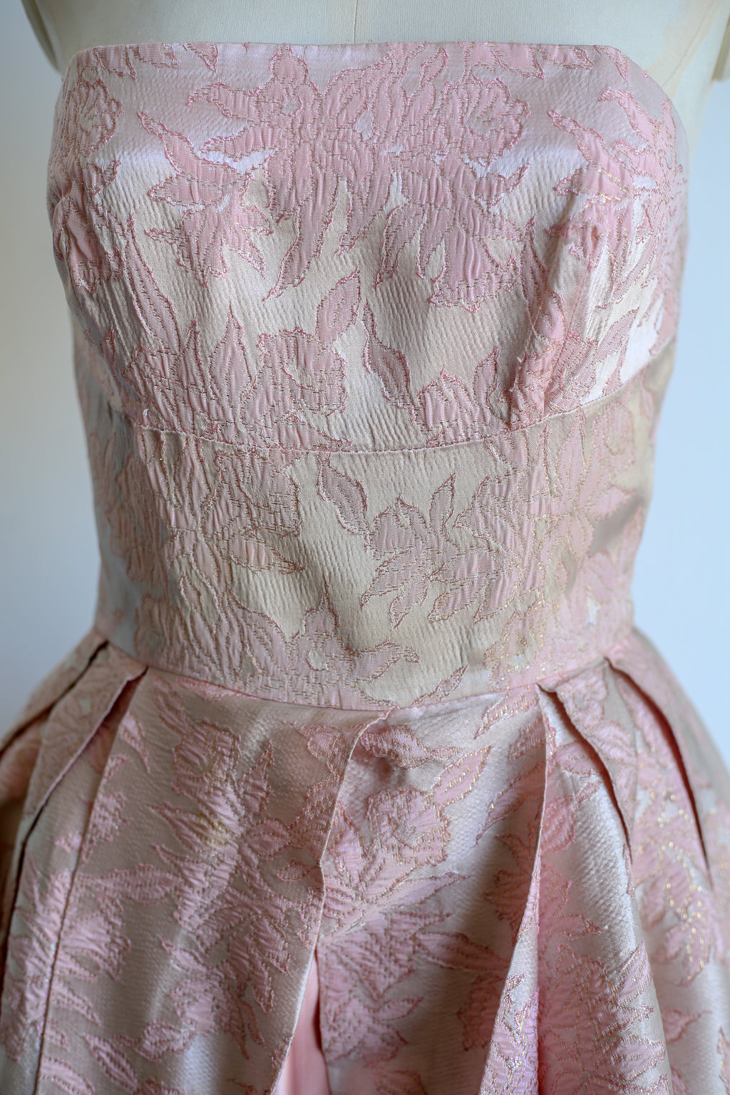 Vintage 1950s Pink Brocade Cocktail Dress