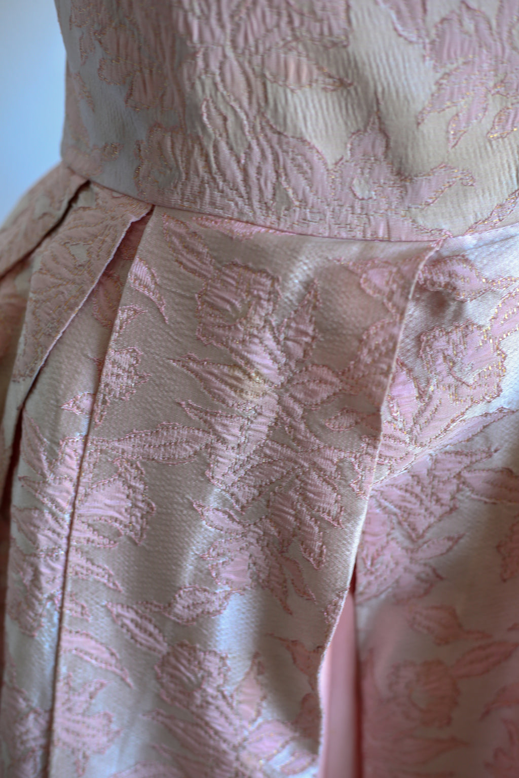Vintage 1950s Pink Brocade Cocktail Dress