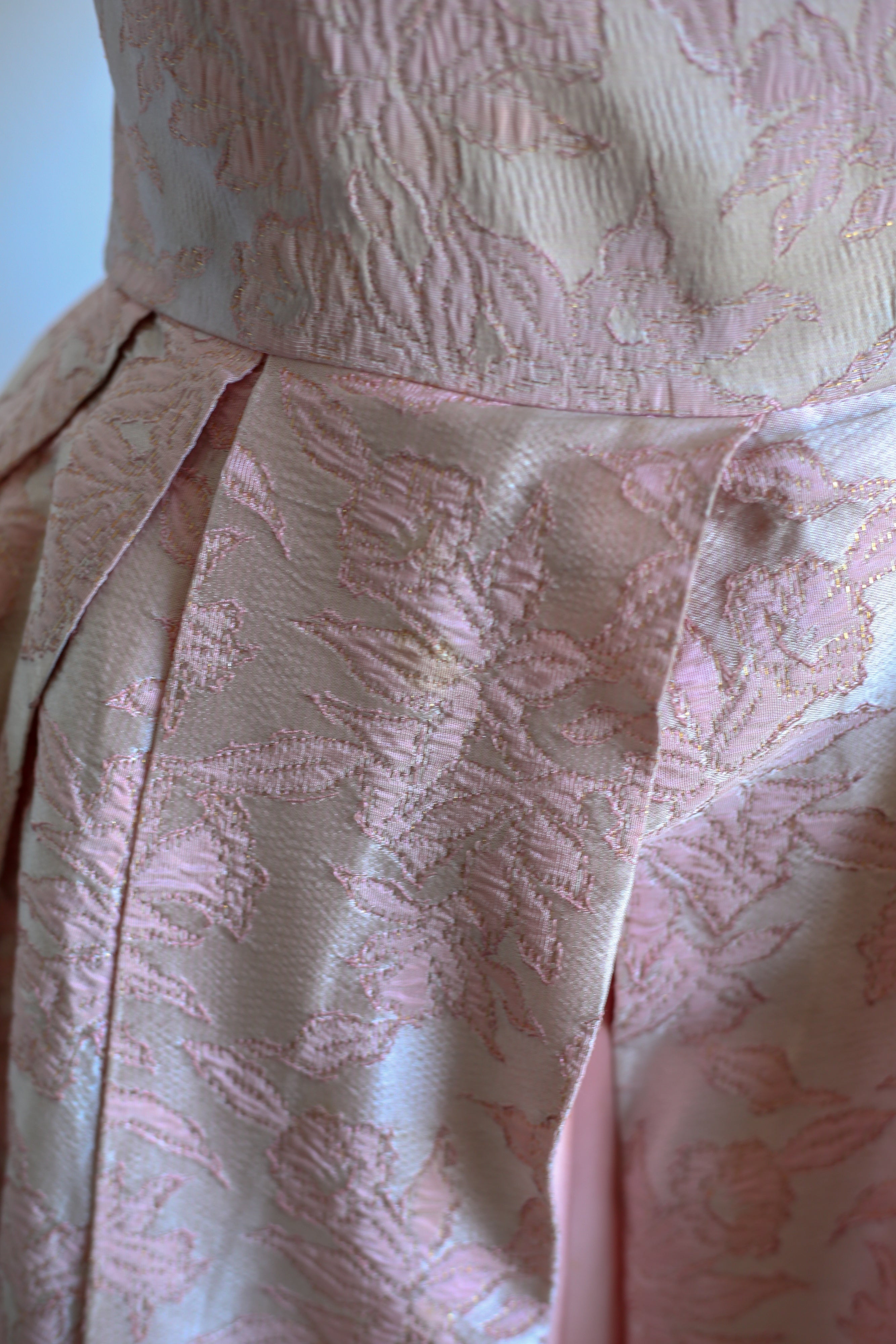 Vintage 1950s Pink Brocade Cocktail Dress