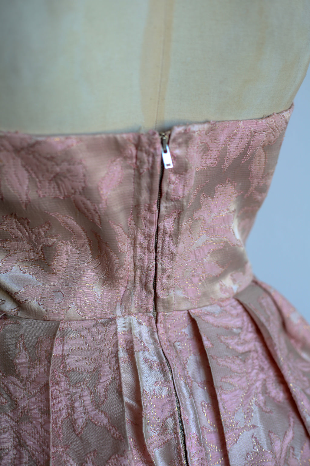 Vintage 1950s Pink Brocade Cocktail Dress