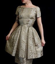 Vintage 1950s Oyster Silk Cocktail Dress
