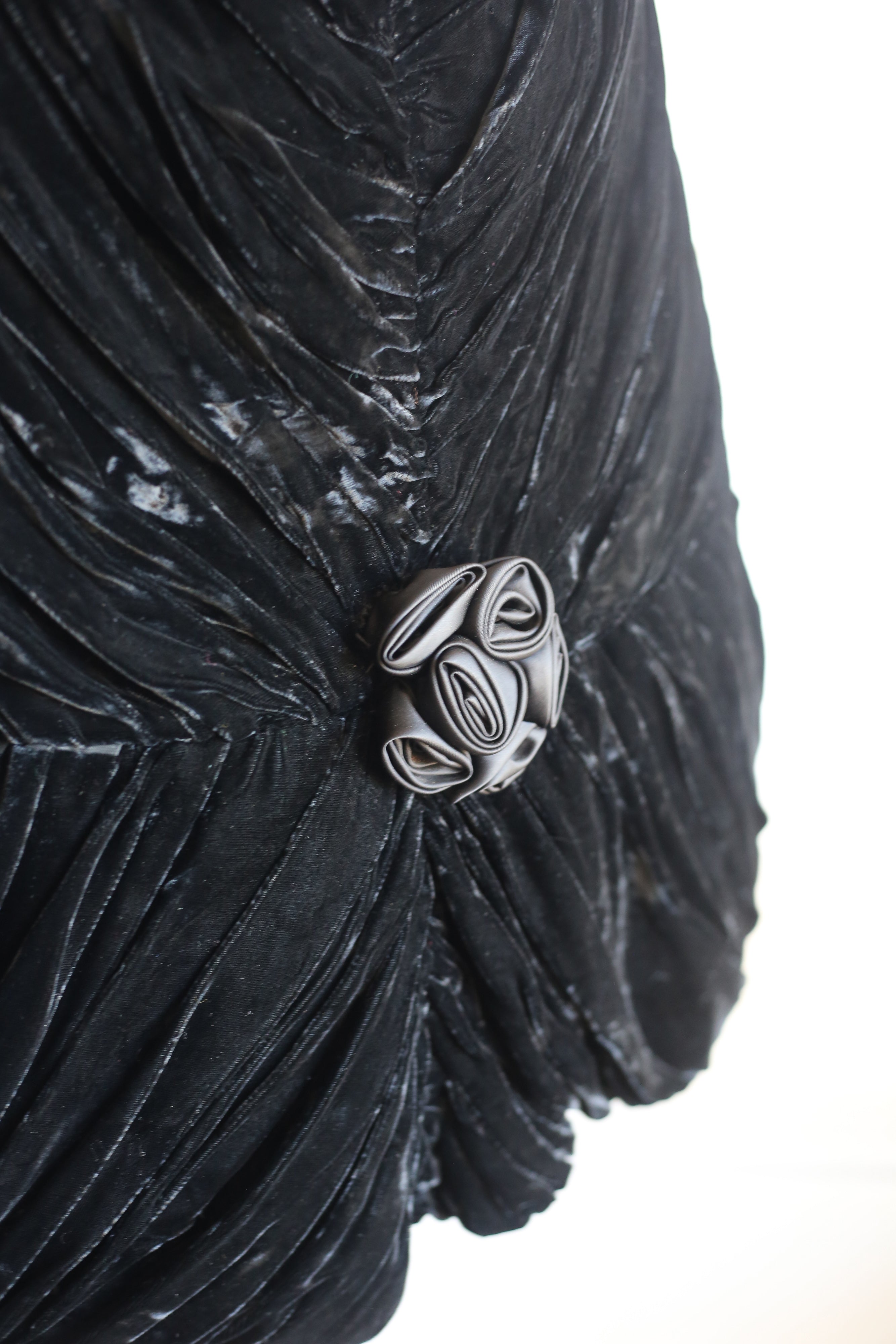 Vintage 1950s Black Silk Velvet Cocktail Dress