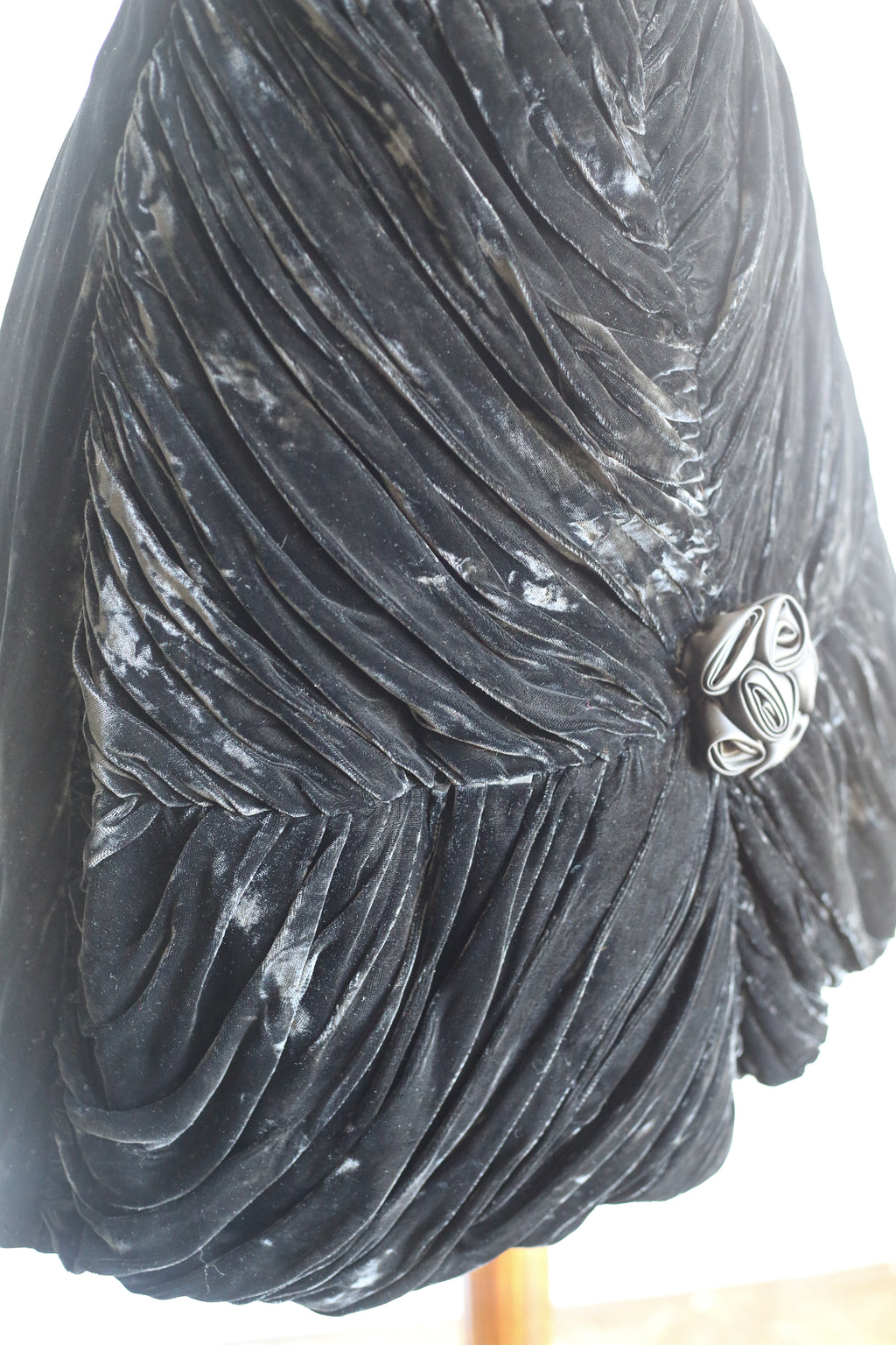 Vintage 1950s Black Silk Velvet Cocktail Dress