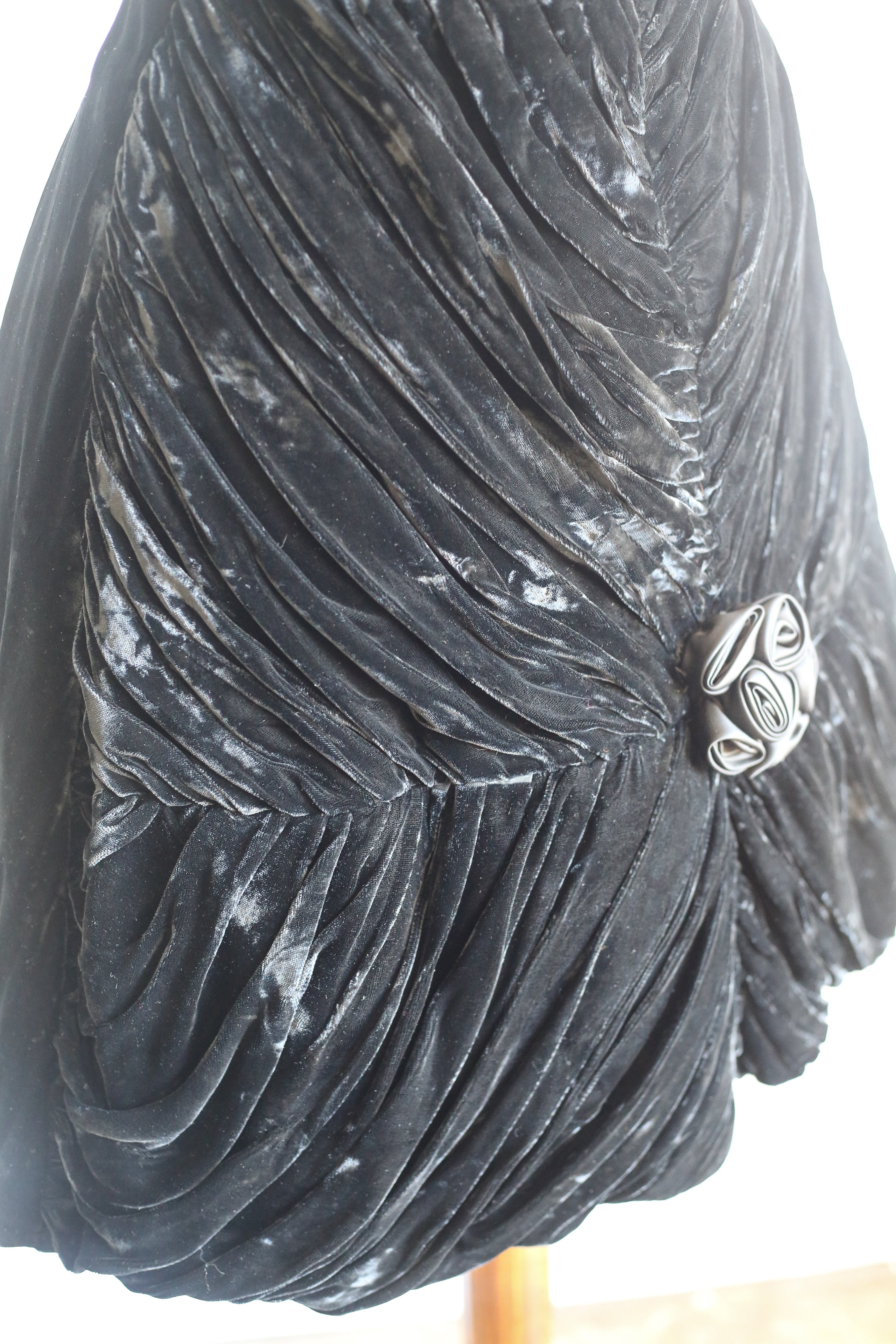 Vintage 1950s Black Silk Velvet Cocktail Dress