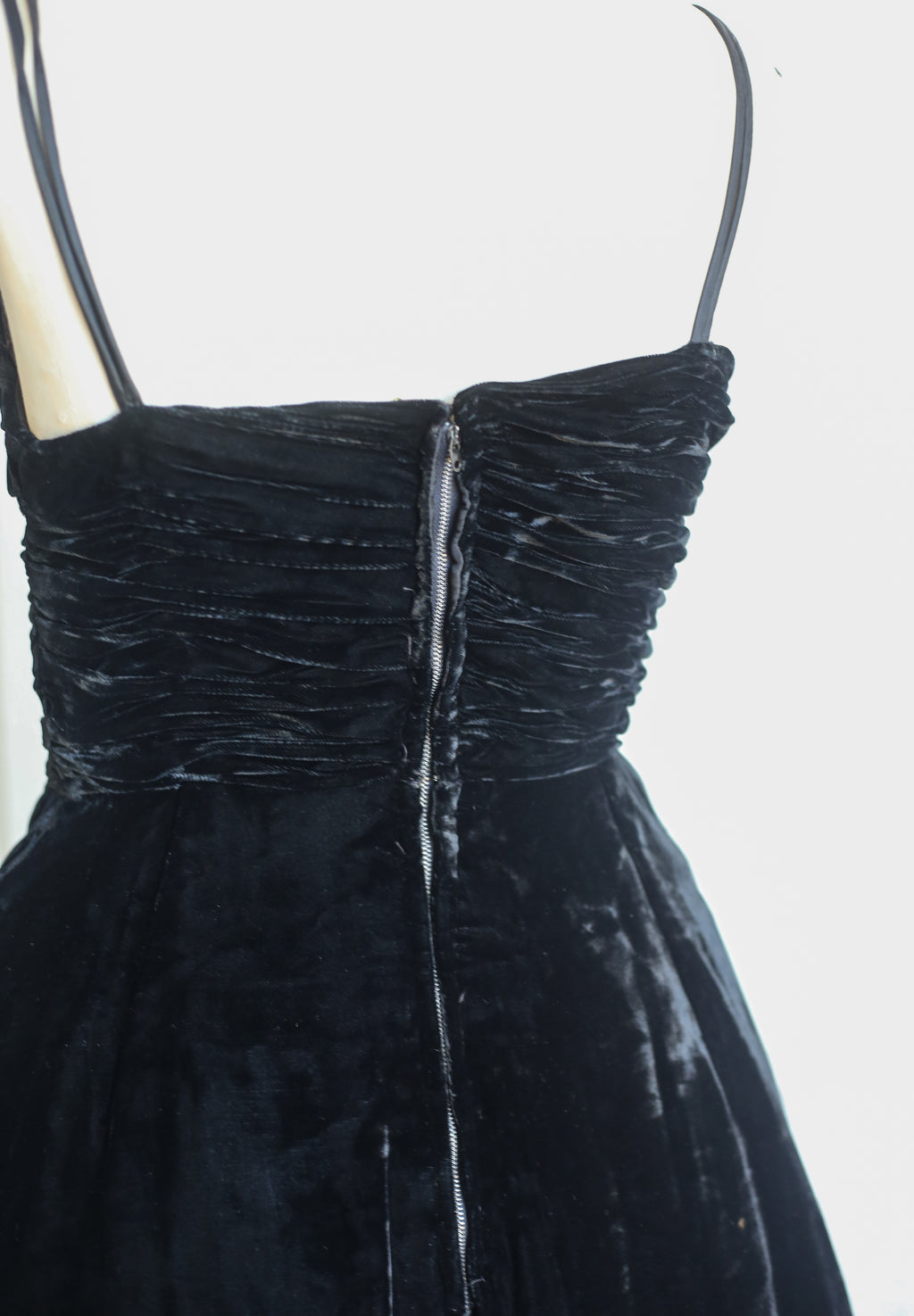 Vintage 1950s Black Silk Velvet Cocktail Dress