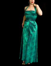 Vintage 1950s Green Brocade Gown