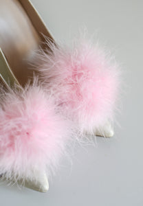 Fluffies - Pink Feather Pompom Shoe Clips