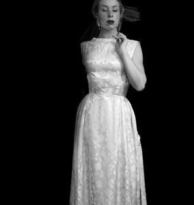Vintage 1950s Damask Ivory Wedding Dress