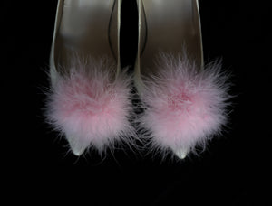 Fluffies - Pink Feather Pompom Shoe Clips