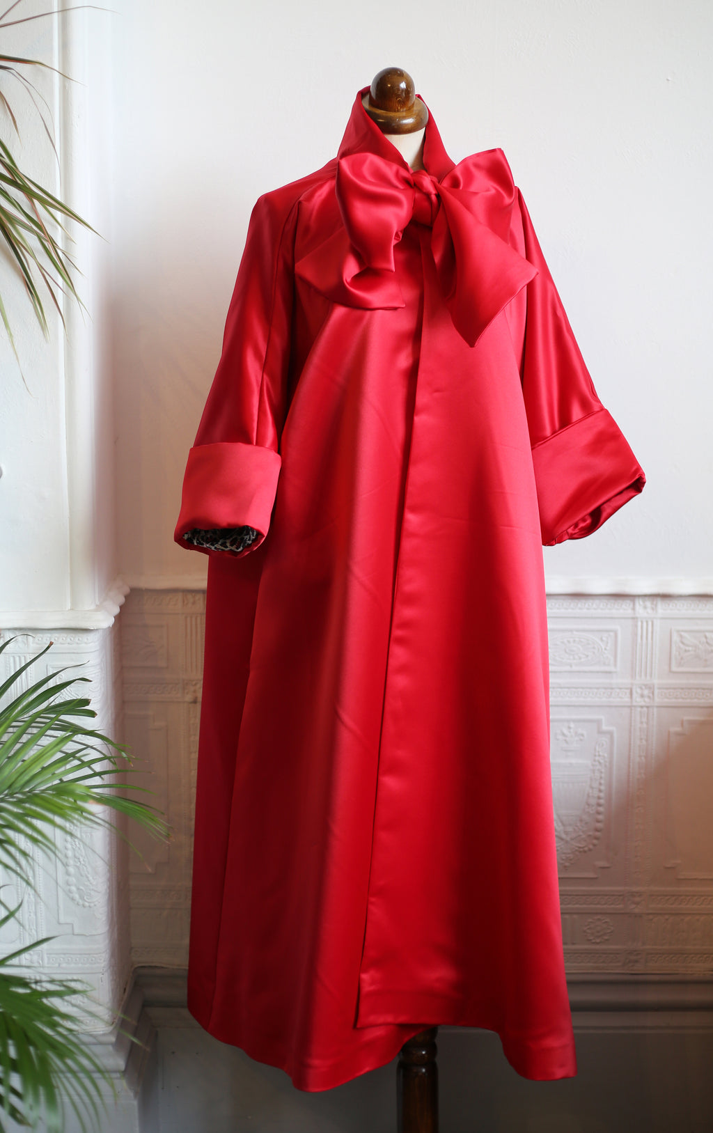 Red Satin Swing Coat