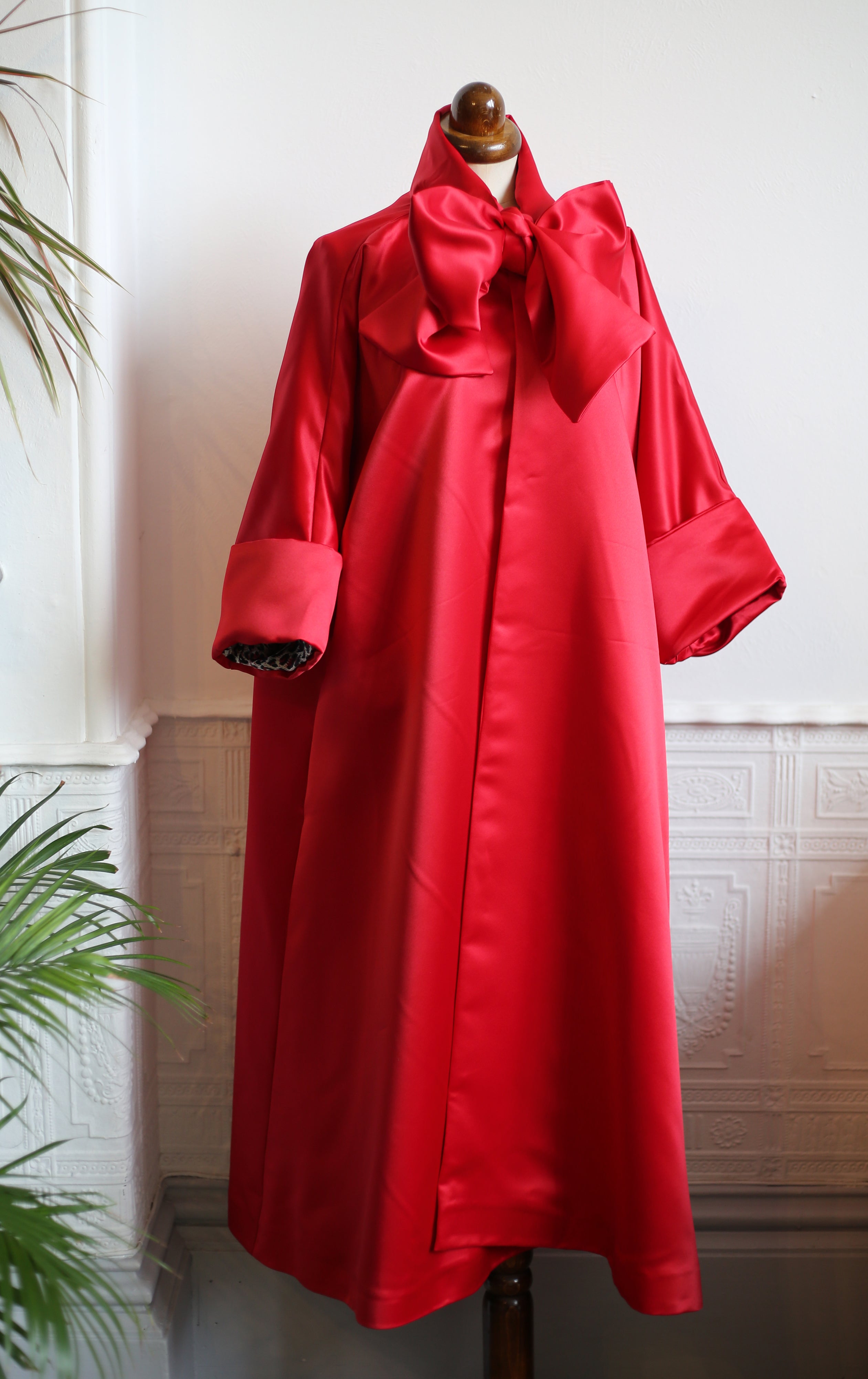 Red Satin Swing Coat