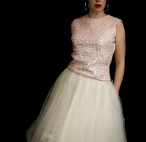 Vintage 1950s Pink Iridescent Sequin Top