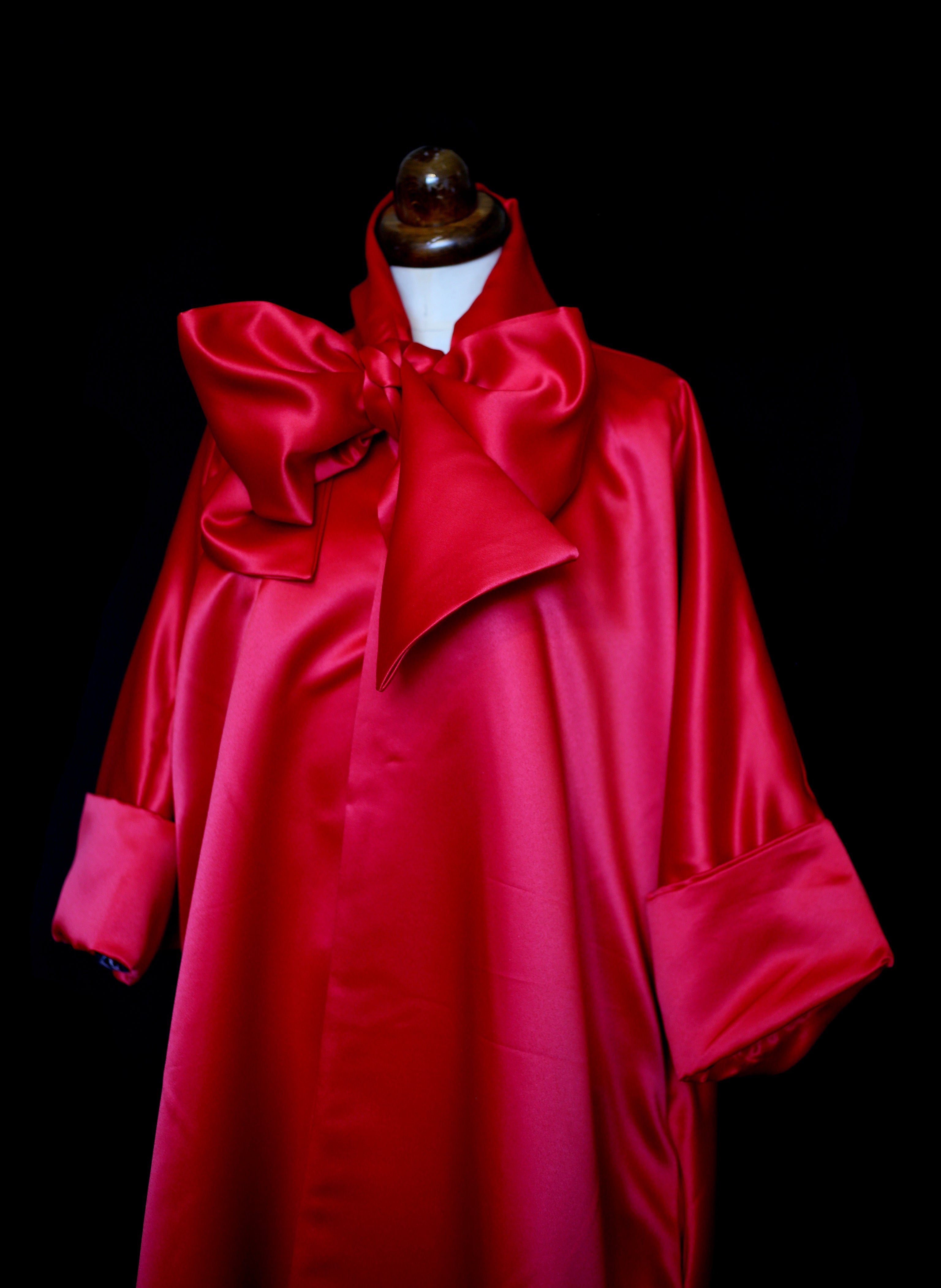 Red Satin Swing Coat