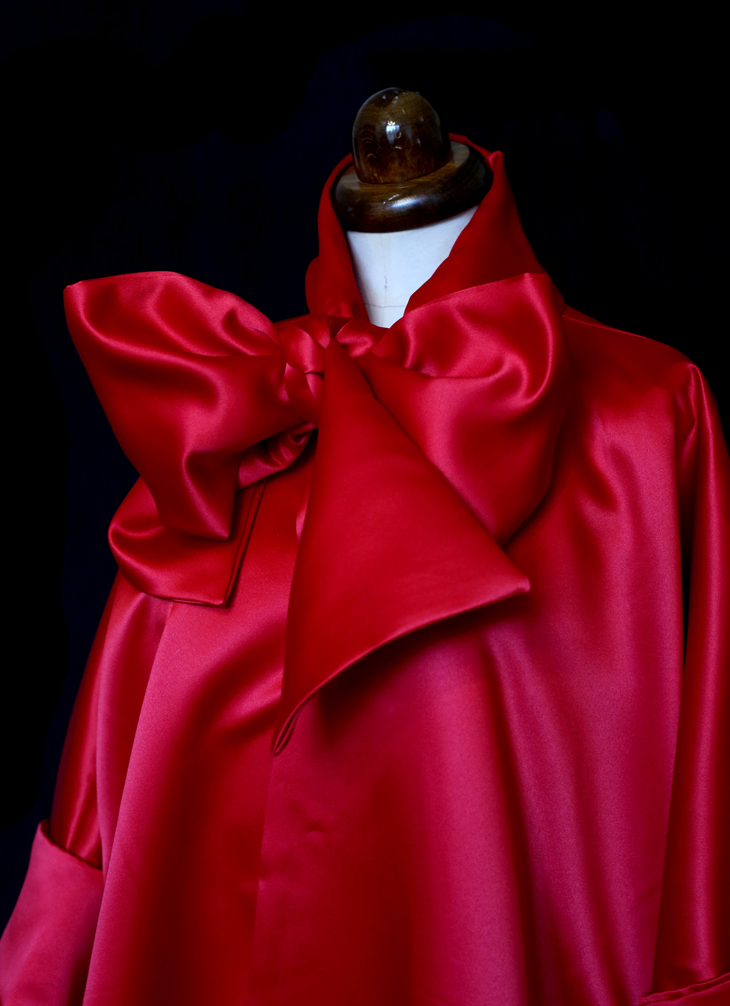 Red Satin Swing Coat