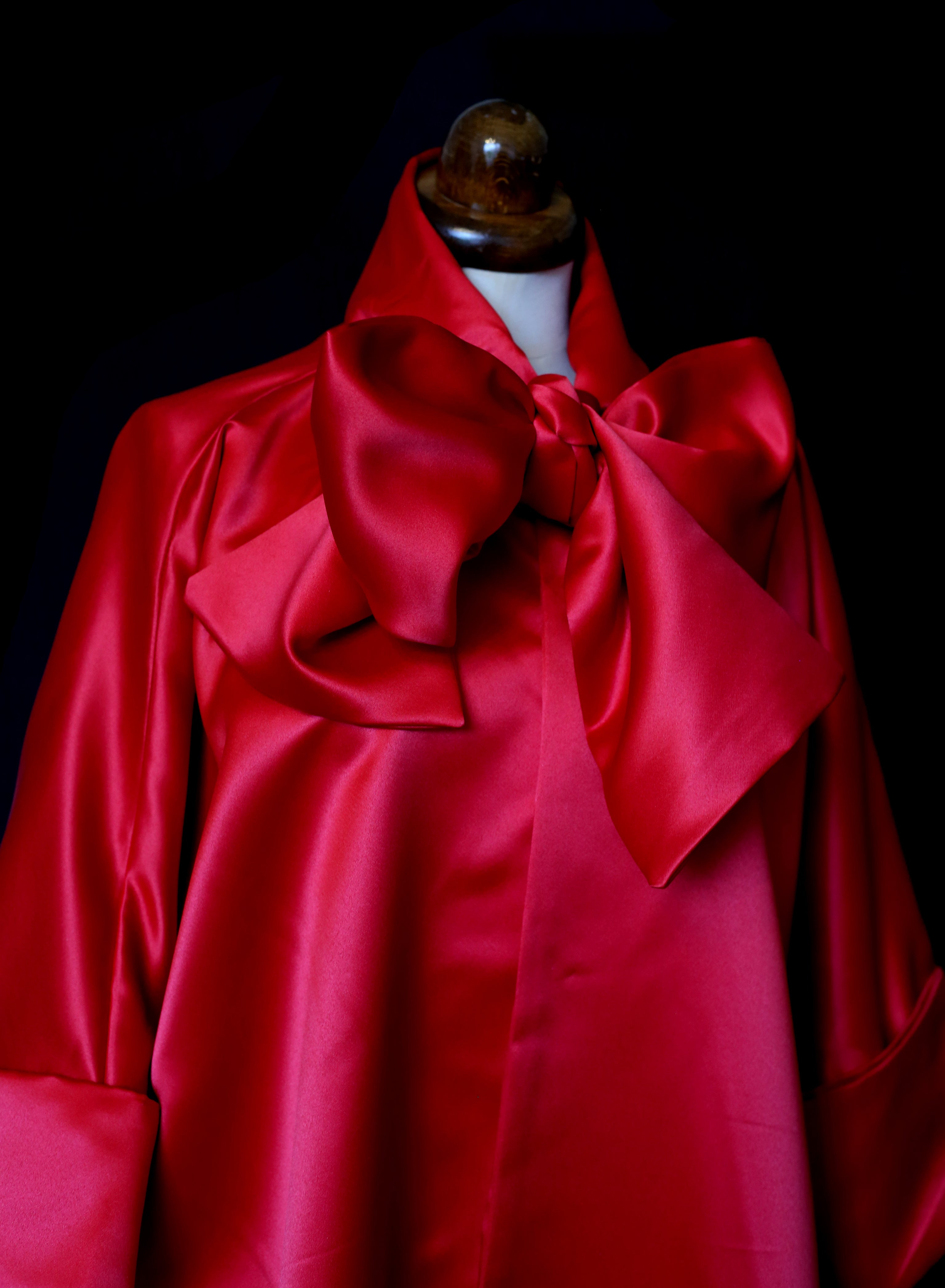 Red Satin Swing Coat