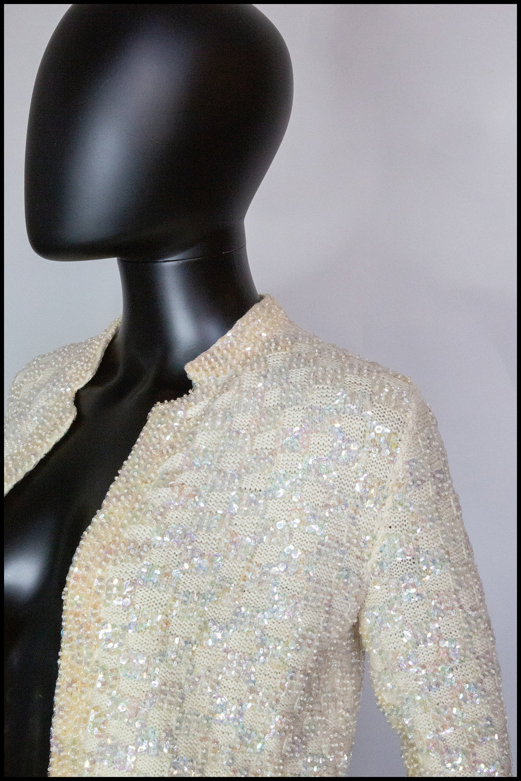 Vintage 1950s Cream Sequin Cardigan