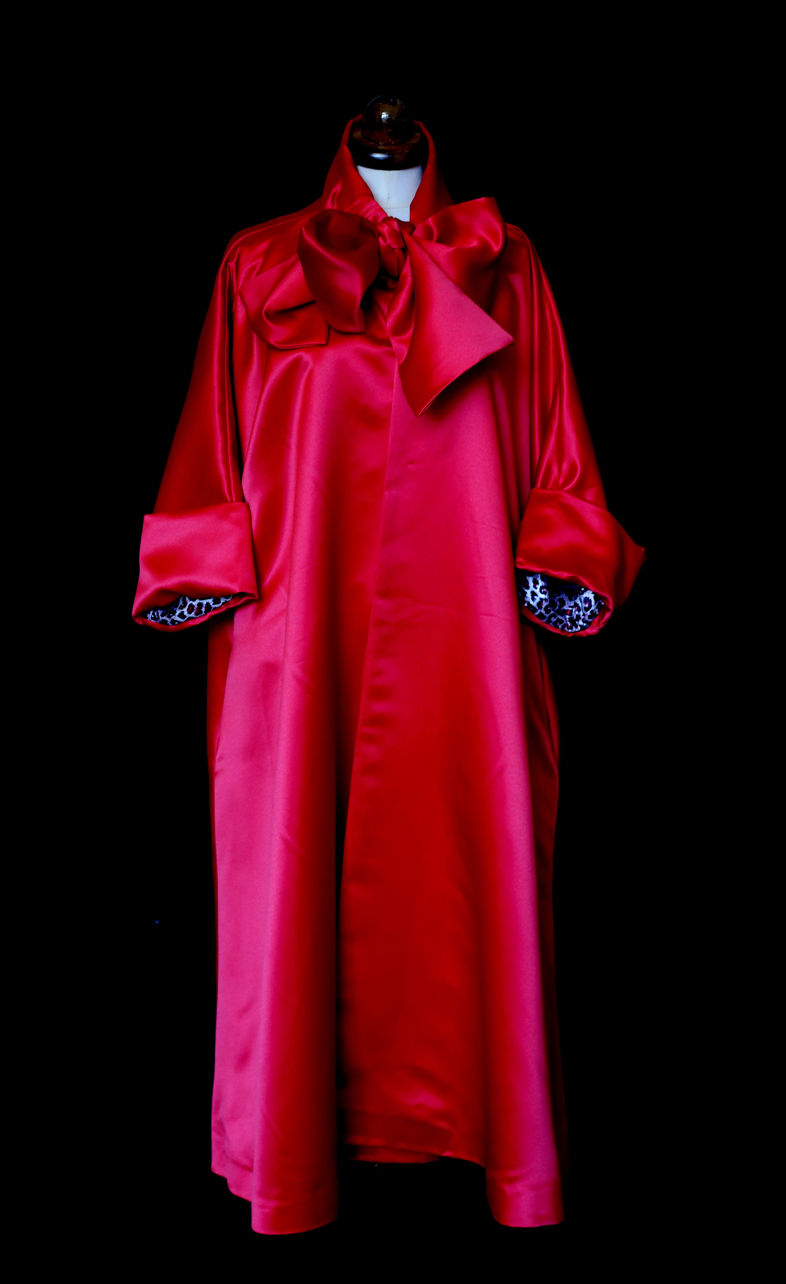 Red Satin Swing Coat