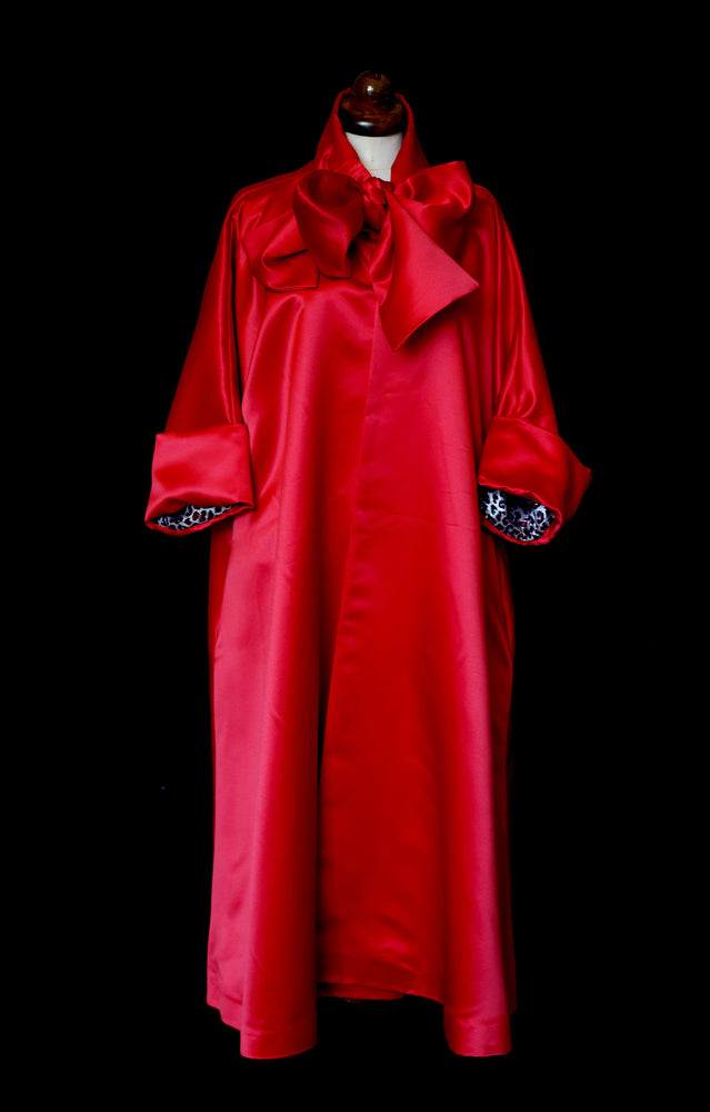 Red Satin Swing Coat