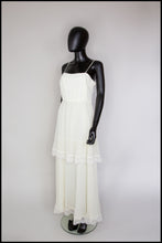 Vintage 1970s Ivory Pleated Chiffon Dress
