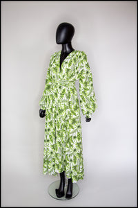 RESERVED Tropical Green Print Maxi Dress
