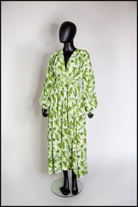RESERVED Tropical Green Print Maxi Dress