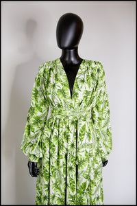 RESERVED Tropical Green Print Maxi Dress