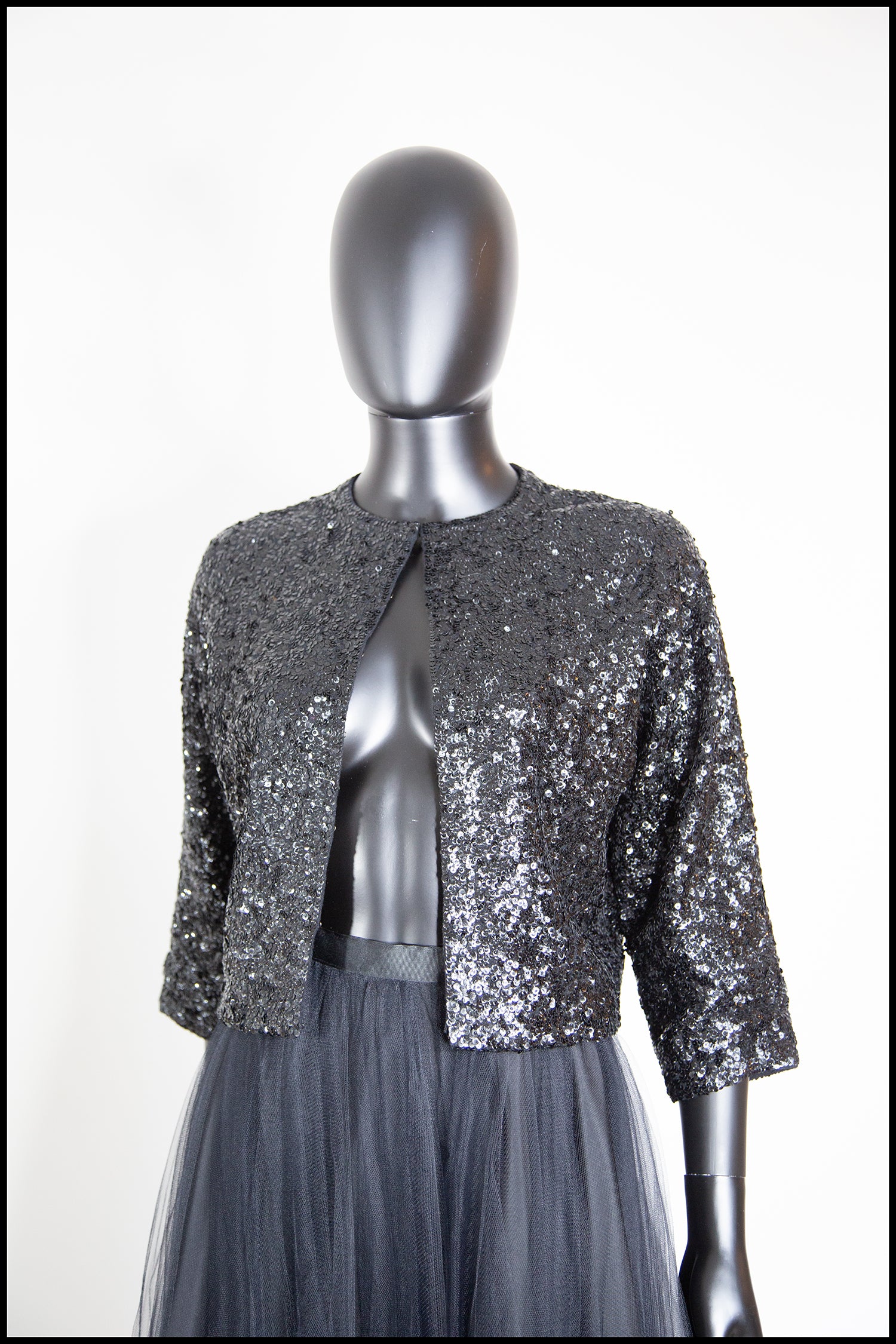 Vintage 1950s Black Sequin Cardigan