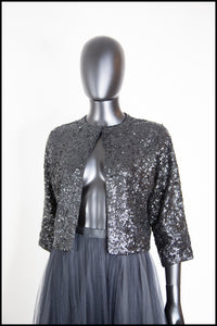 Vintage 1950s Black Sequin Cardigan