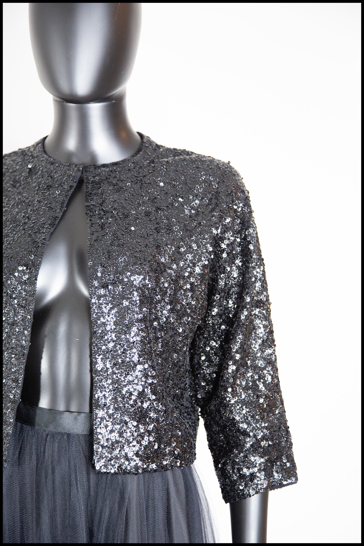 Vintage 1950s Black Sequin Cardigan