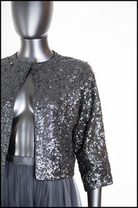 Vintage 1950s Black Sequin Cardigan
