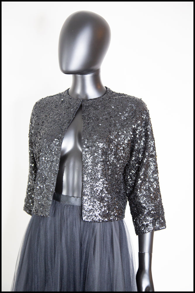 Vintage 1950s Black Sequin Cardigan